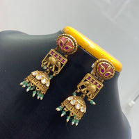 Jain Jewellers Luxurious Pota Stone And Pearl Embellished Ethnic Jhumki Earrings