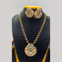 Jain Jewellers Pota Stone Long Necklace Set with Matching Earrings