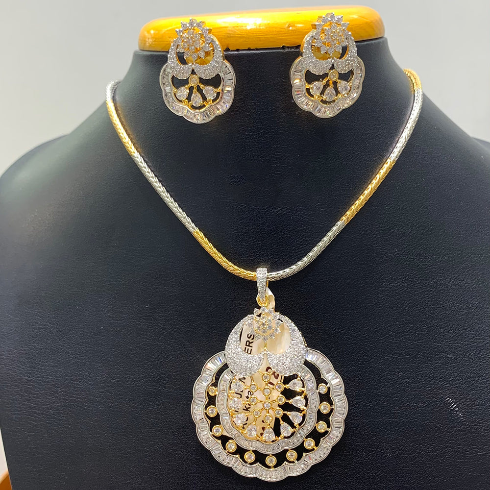 Jain Jewellers Fashion American Diamond Chain Pendant Set  
