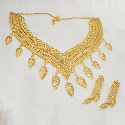 Bhavi Jewels Forming Gold Plated Copper Necklace Set - 1107809