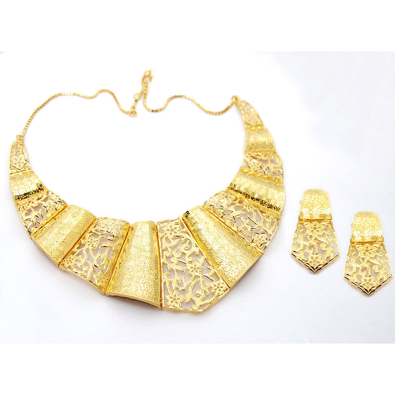 Bhavi Jewels Copper Forming Gold Plated Necklace Set - 1107818