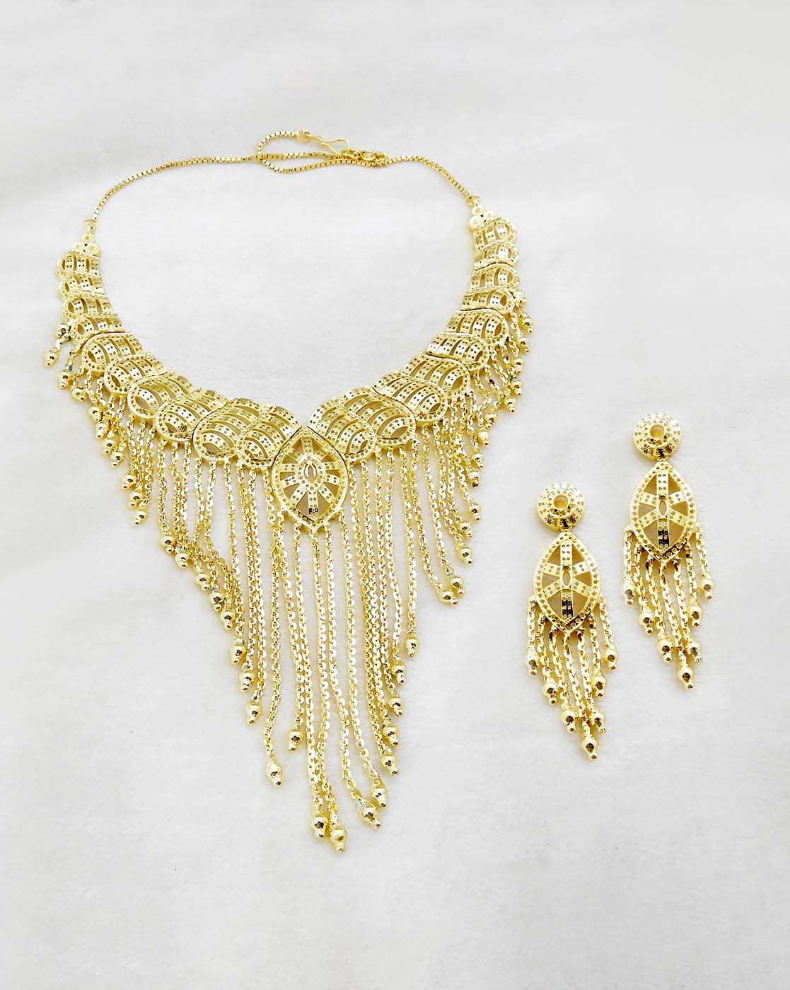 Bhavi Jewels Forming Gold Plated Copper Necklace Set - 1107834