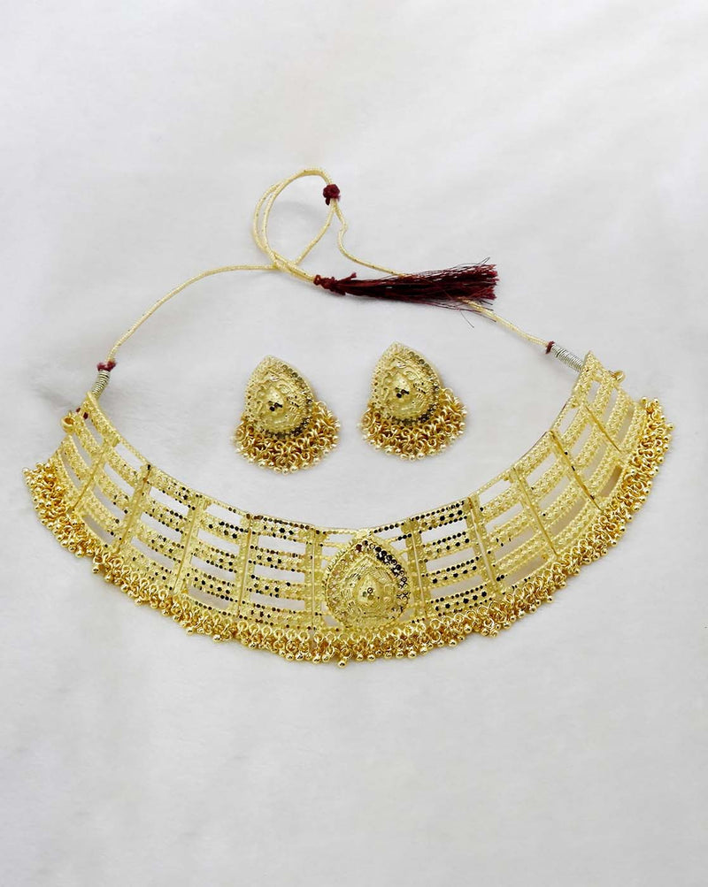 Bhavi Jewels Forming Gold Plated Copper Necklace Set - 1107850