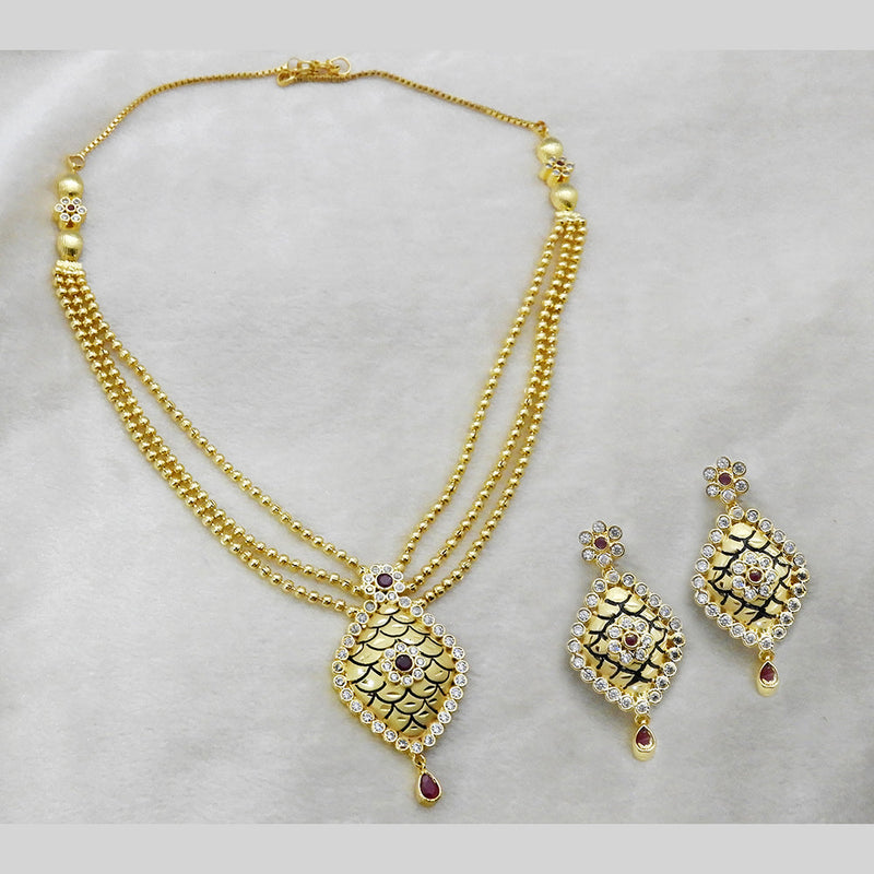 Bhavi Jewels Forming Gold Plated Copper Necklace Set - 1107857