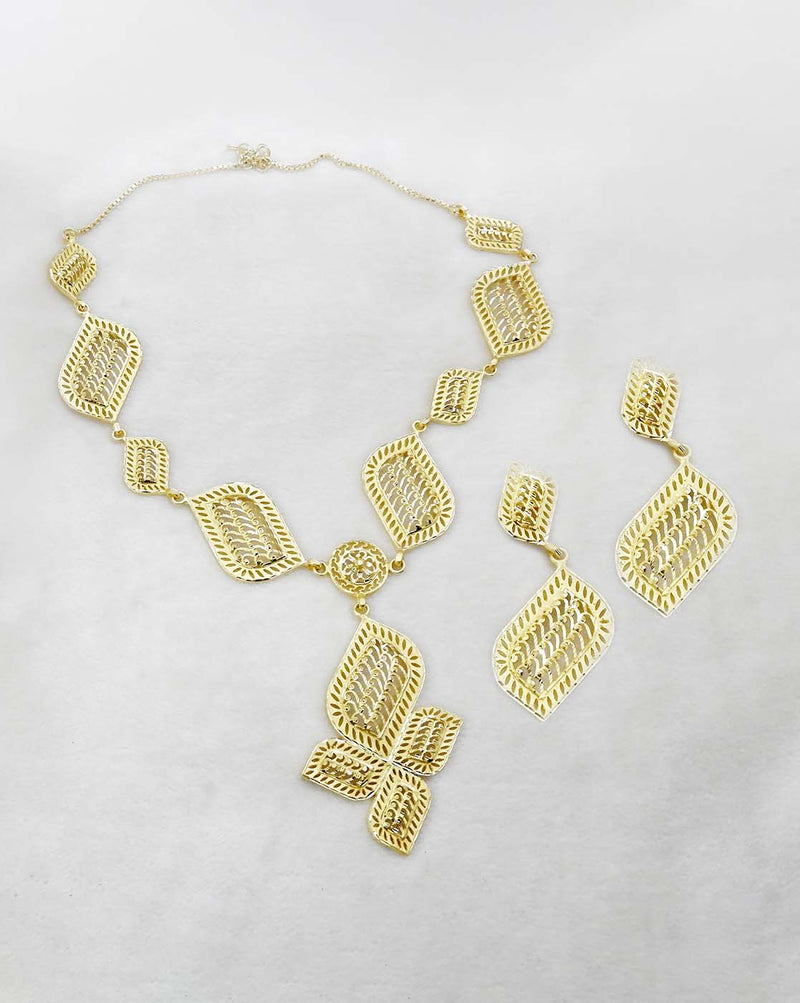 Bhavi Jewels Forming Gold Plated Copper Necklace Set - 1107859