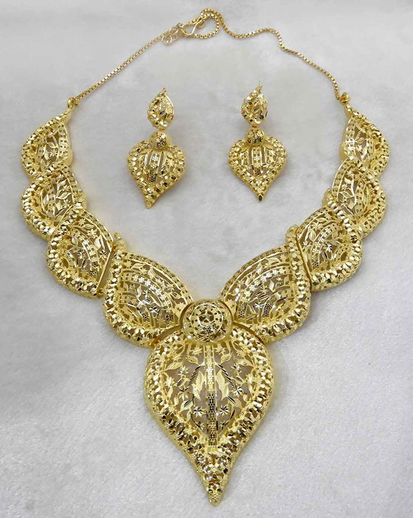 Bhavi Jewels Forming Gold Plated Copper Necklace Set - 1107860