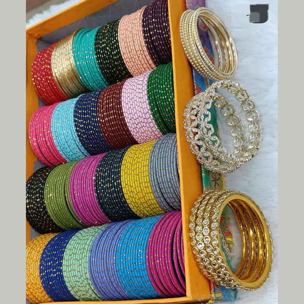 Kavita Art Gold Plated Austrian Stone Bangles Set (Assorted Color)