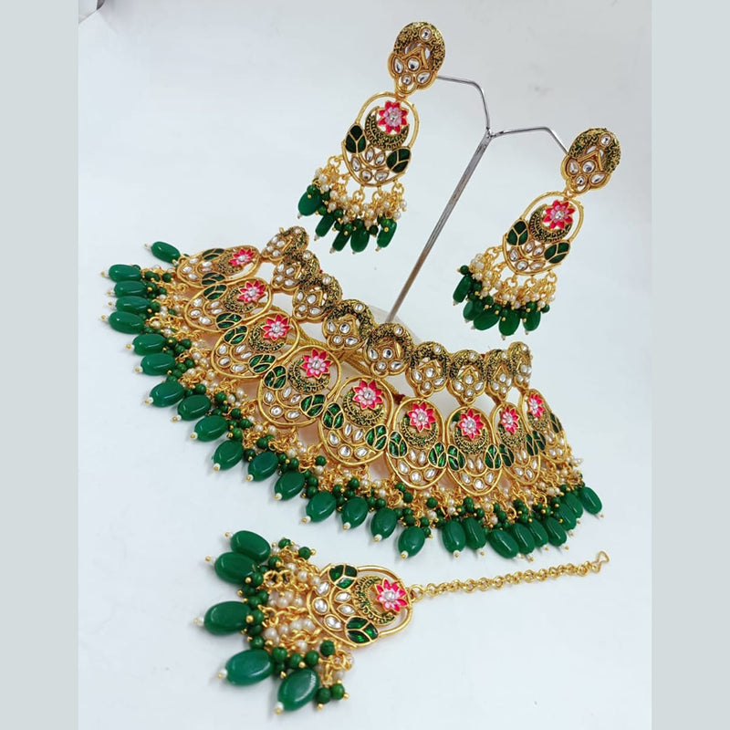 Kavita Art Gold Plated Kundan And Beads Choker Necklace Set