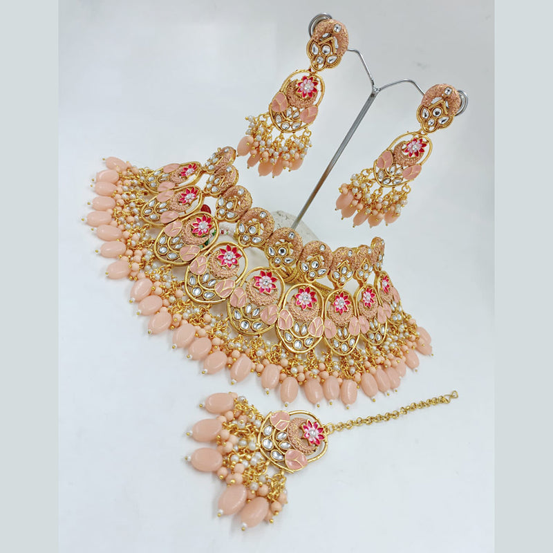 Kavita Art Gold Plated Kundan And Beads Choker Necklace Set