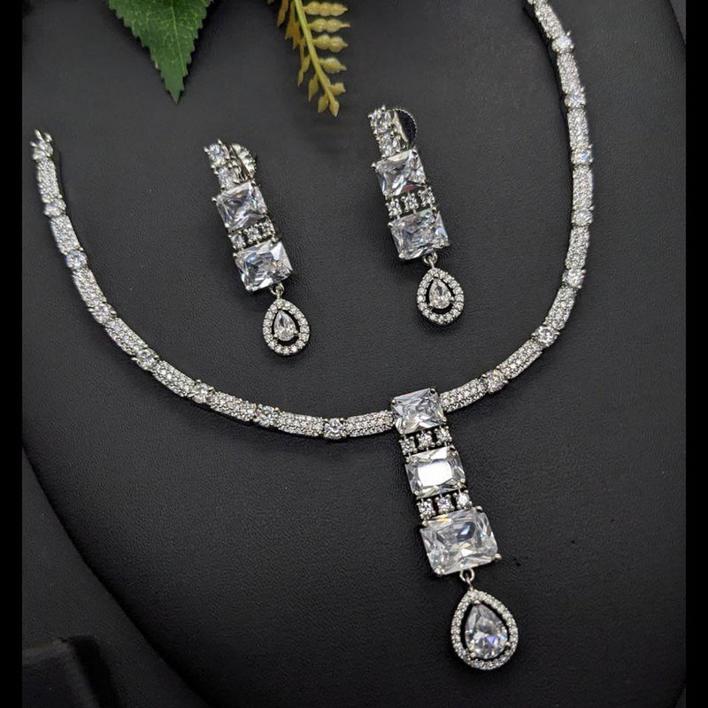 Kavita Art Silver Plated AD Necklace Set