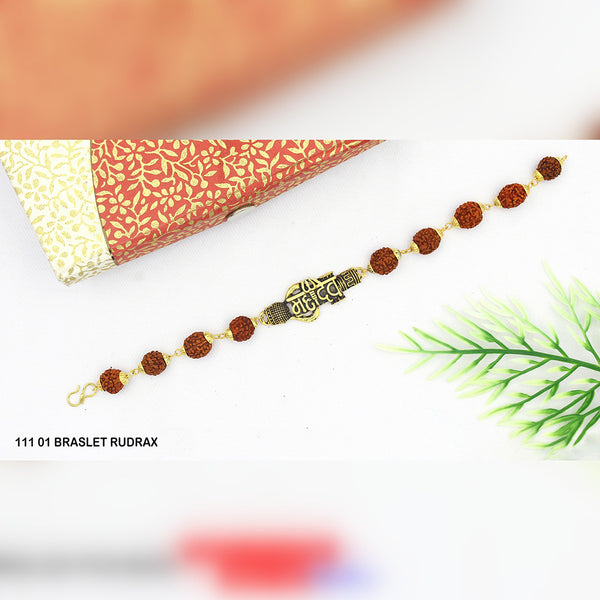 Mahavir Gold Plated Rudraksh Bracelet