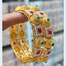 Kavita Art Gold Plated Pota Stone And PearlBangles Set