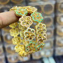 Kavita Art Gold Plated Crystal Stone And Meenakari Bangles Set