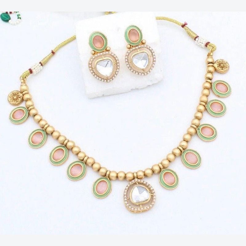 Kavita Art Gold Plated Pota Stone Necklace Set