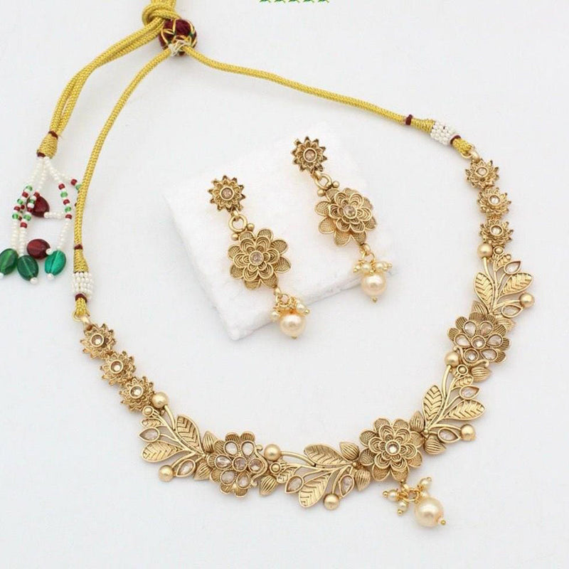 Kavita Art Gold Plated Pota Stone Necklace Set