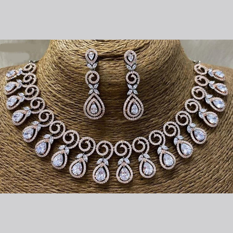 Kavita Art  Rose Gold Plated AD Necklace Set