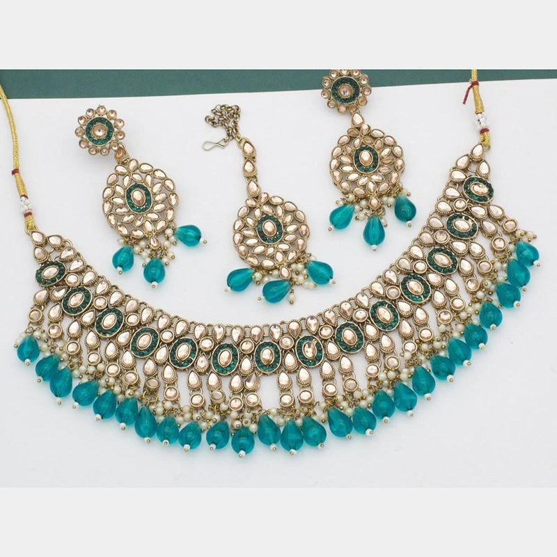 Kavita Art Gold Plated Crystal Stone And Pearl Necklace Set