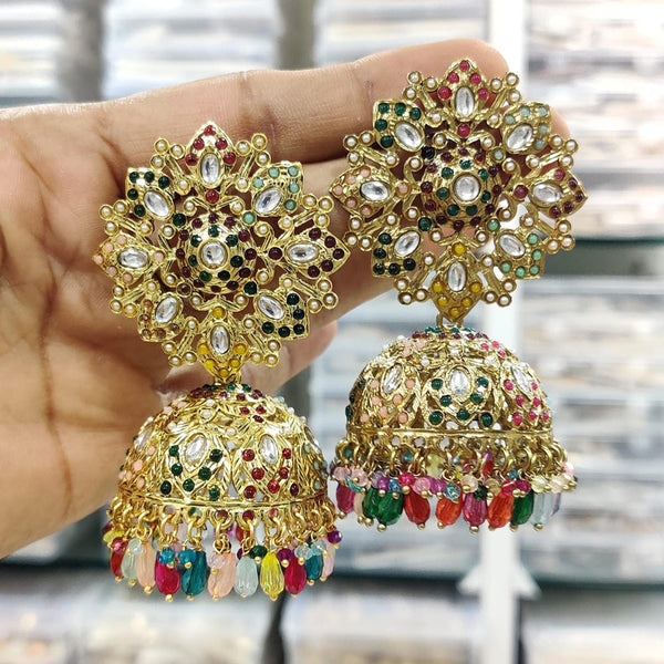 Kavita Art Gold Plated Kundan Stone And Pearl Jhumki Earrings