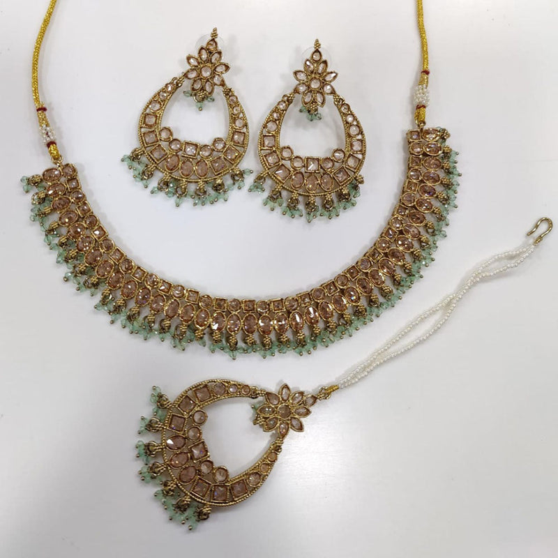 Kavita Art Gold Plated Crystal Stone And Pearl Necklace Set