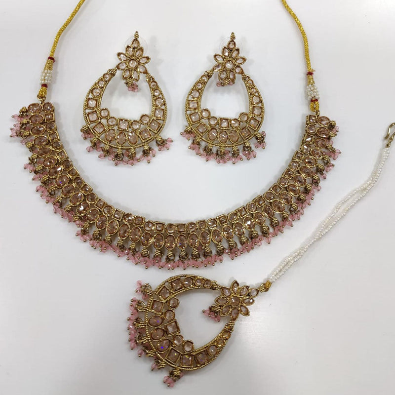 Kavita Art Gold Plated Crystal Stone And Pearl Necklace Set