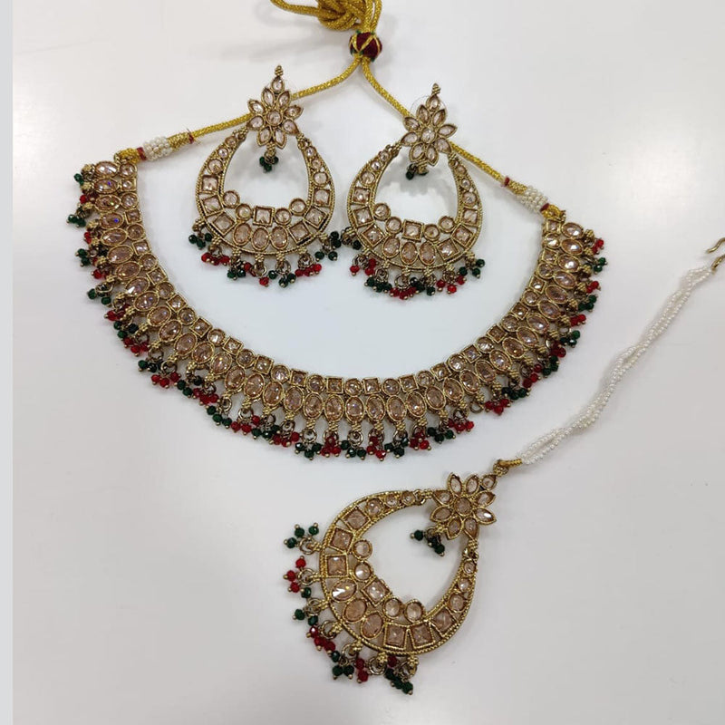 Kavita Art Gold Plated Crystal Stone And Pearl Necklace Set