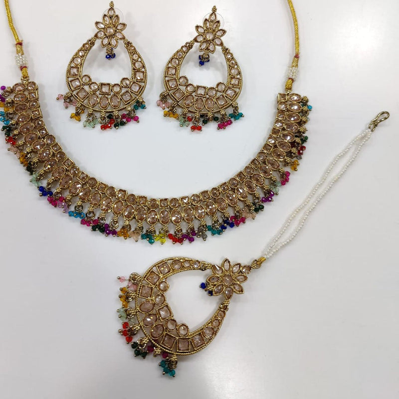 Kavita Art Gold Plated Crystal Stone And Pearl Necklace Set