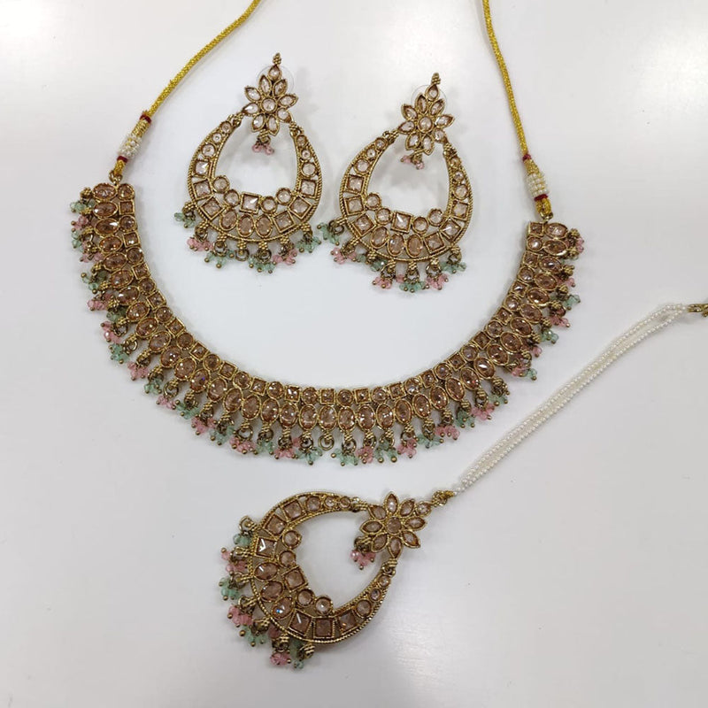 Kavita Art Gold Plated Crystal Stone And Pearl Necklace Set