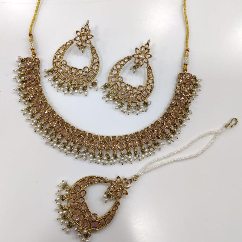 Kavita Art Gold Plated Crystal Stone And Pearl Necklace Set