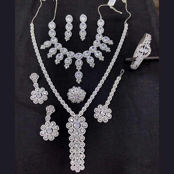 Kavita Art Silver Plated AD Combo Set