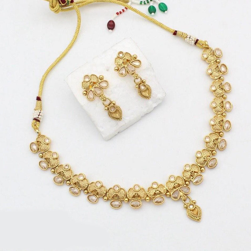 Kavita Art Gold Plated Pota Stone Necklace Set