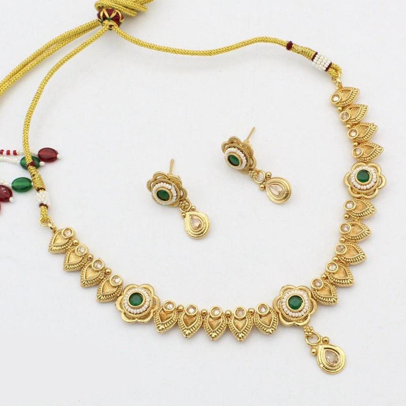 Kavita Art Gold Plated Pota Stone Necklace Set