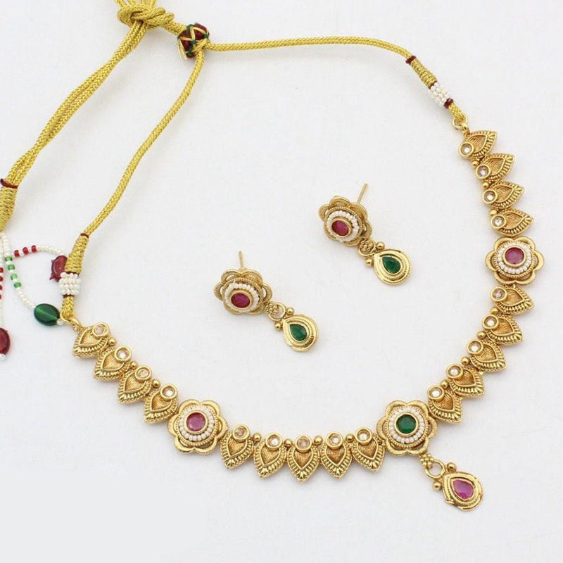 Kavita Art Gold Plated Pota Stone Necklace Set