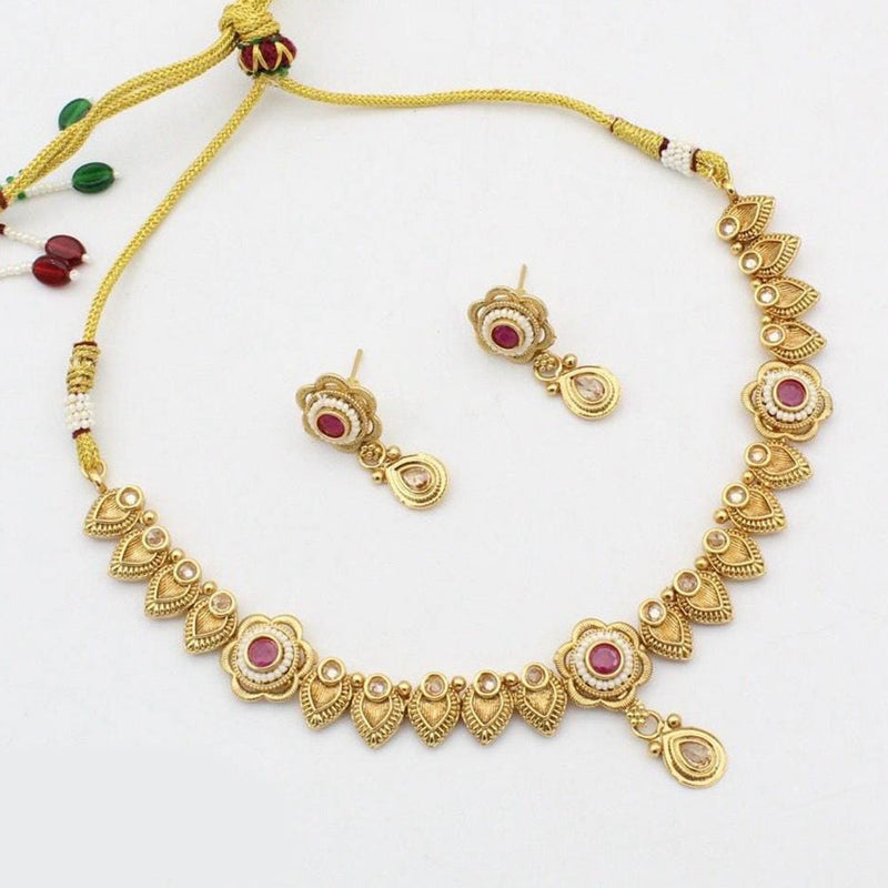 Kavita Art Gold Plated Pota Stone Necklace Set