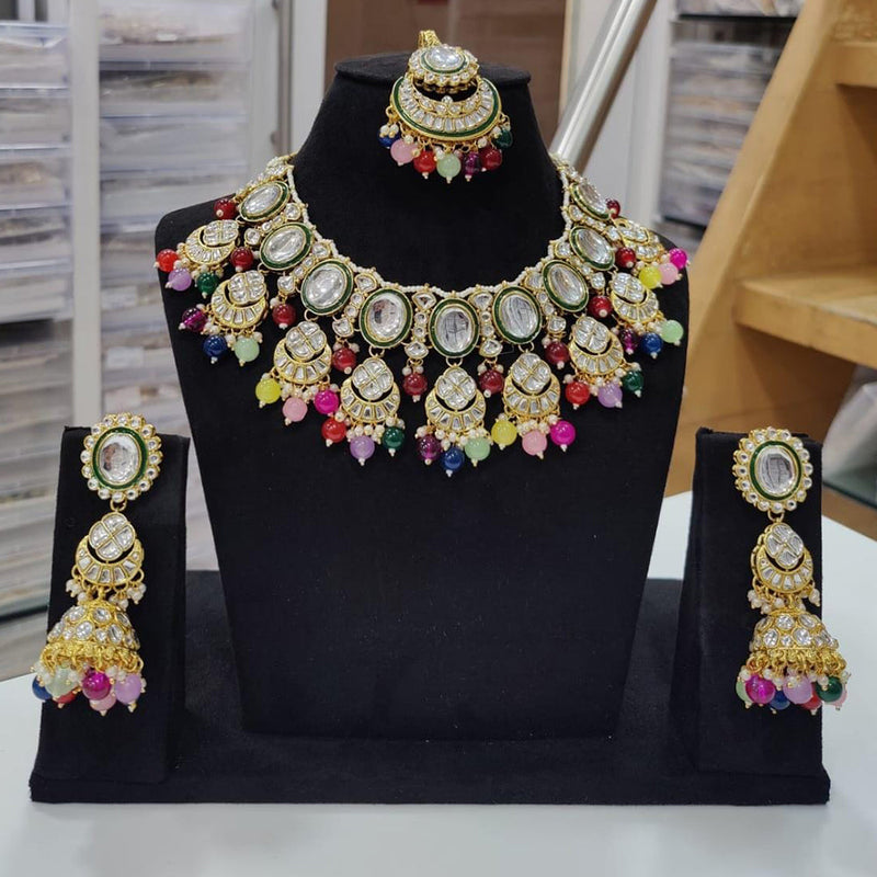 Kavita Art Gold Plated Kundan Stone And Pearl Choker Necklace Set