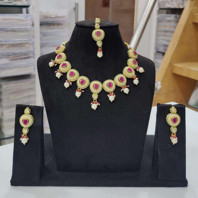 Kavita Art Gold Plated Polki Kundan Choker Necklace Set