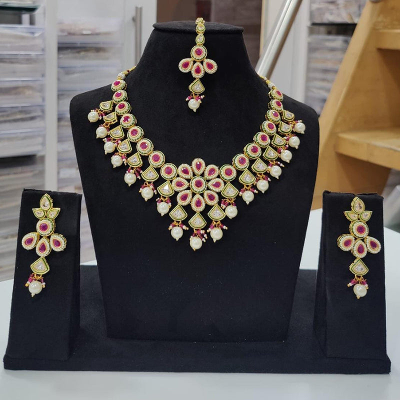 Kavita Art Gold Plated Polki Kundan Choker Necklace Set