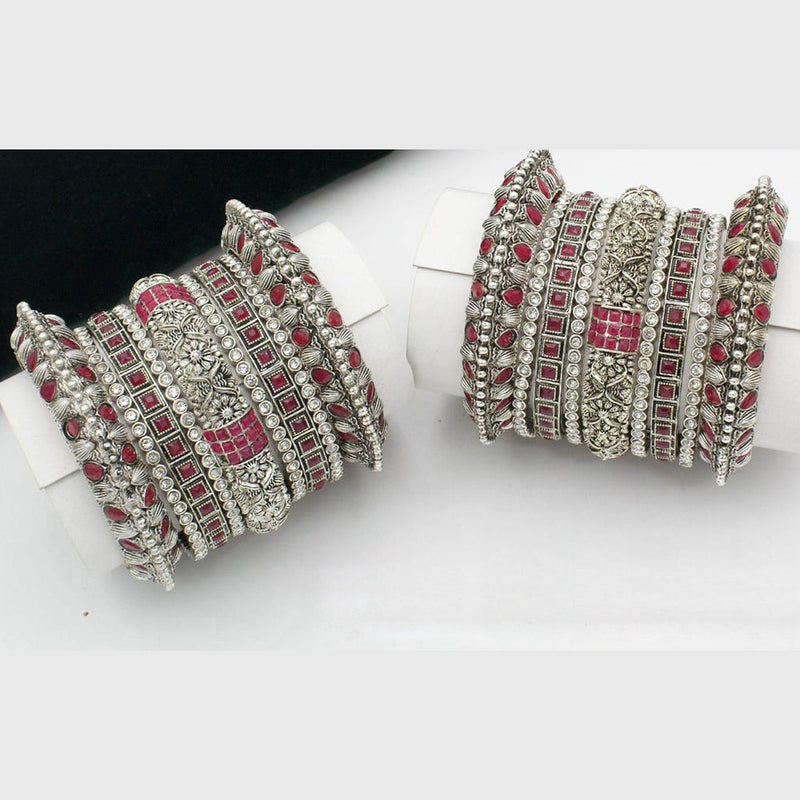 Kavita Art Oxidised Plated Pota Stone Bangles Set