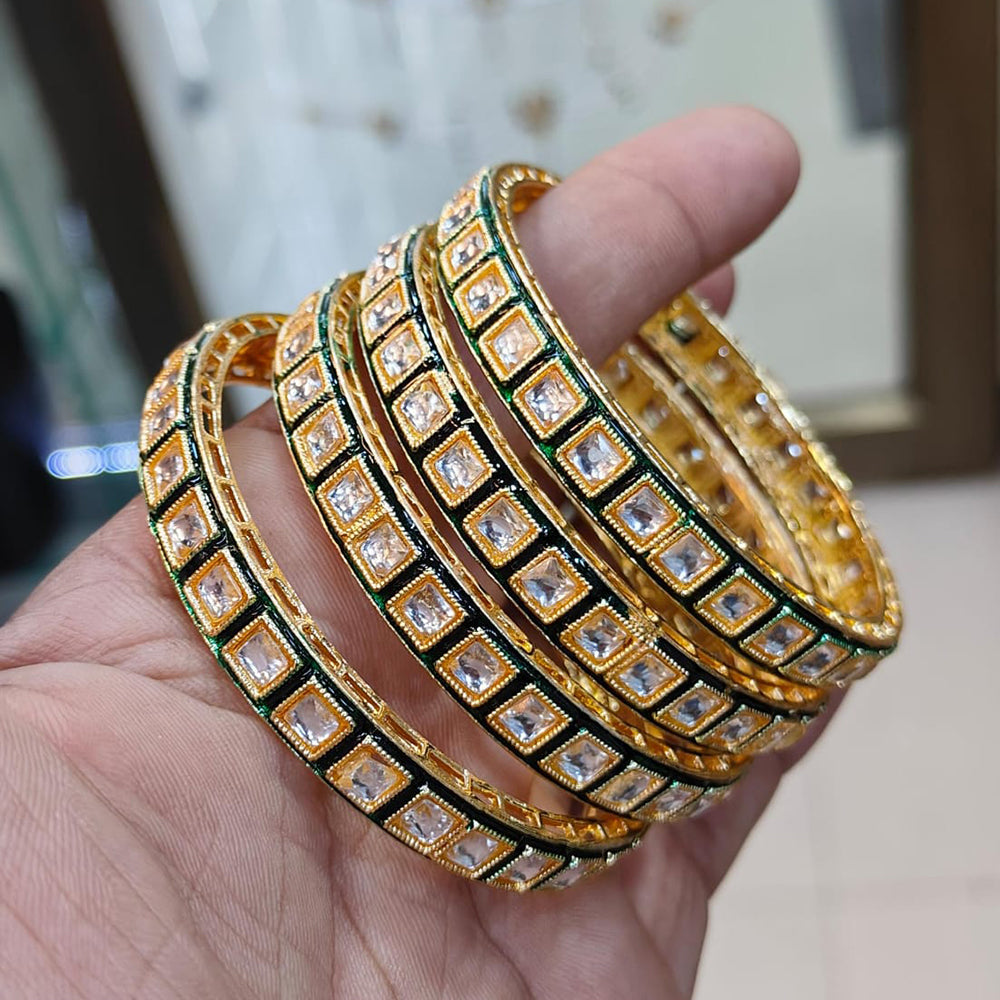 Kavita Art Gold Plated Crystal Stone Bangles Set