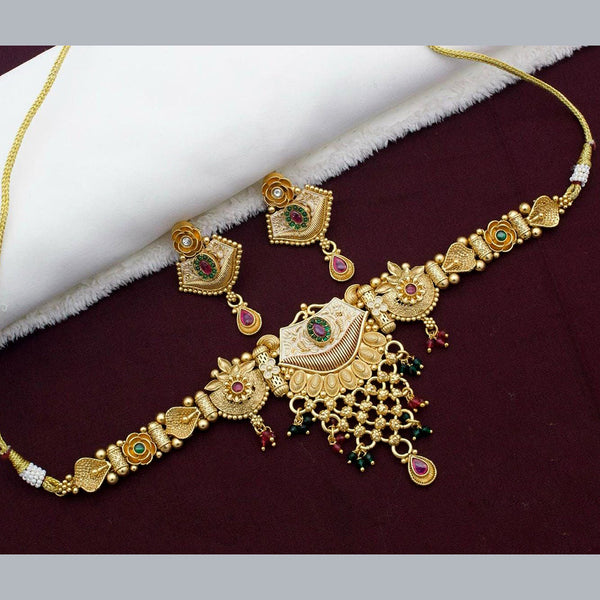 Kavita Art Gold Plated Kundan Stone And Pearl Choker Necklace Set