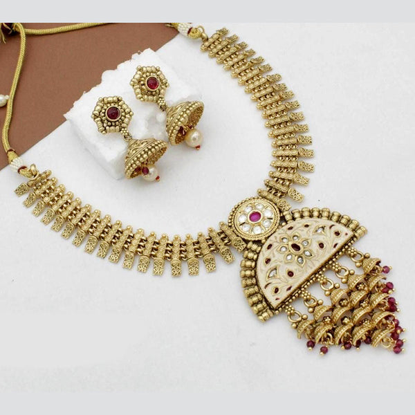 Kavita Art Gold Plated Kundan Stone And Meenakari Necklace Set