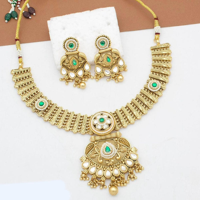 Kavita Art Gold Plated Kundan Stone And Pearls Necklace Set