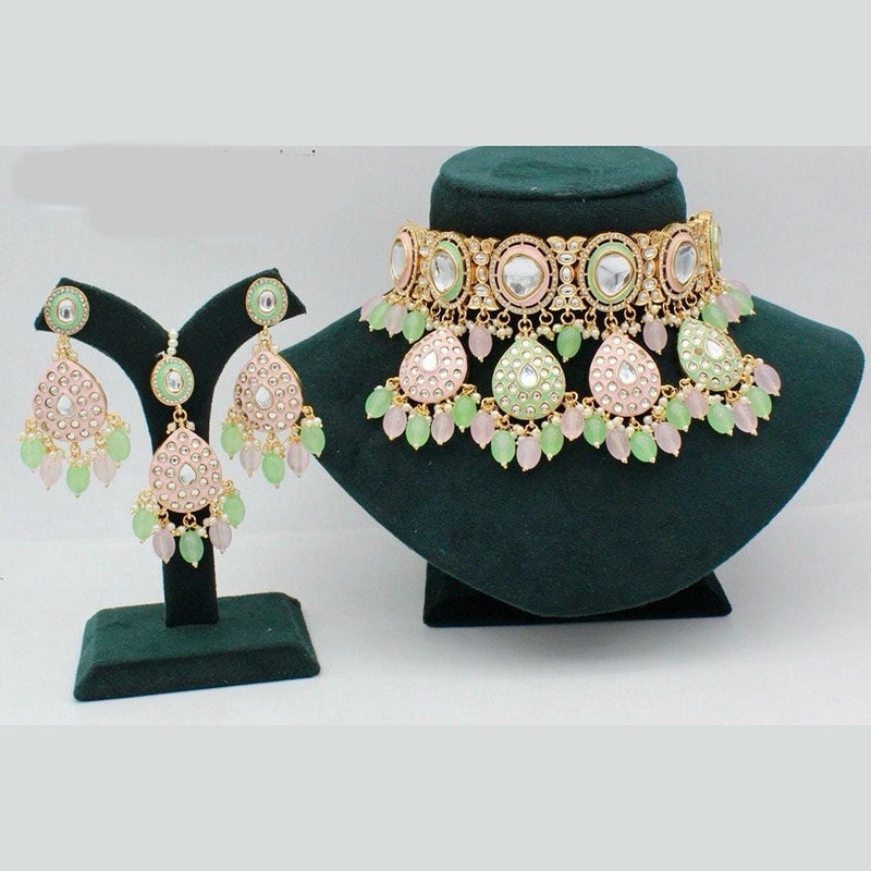 Kavita Art Gold Plated Kundan Stone And Meenakari Necklace Set