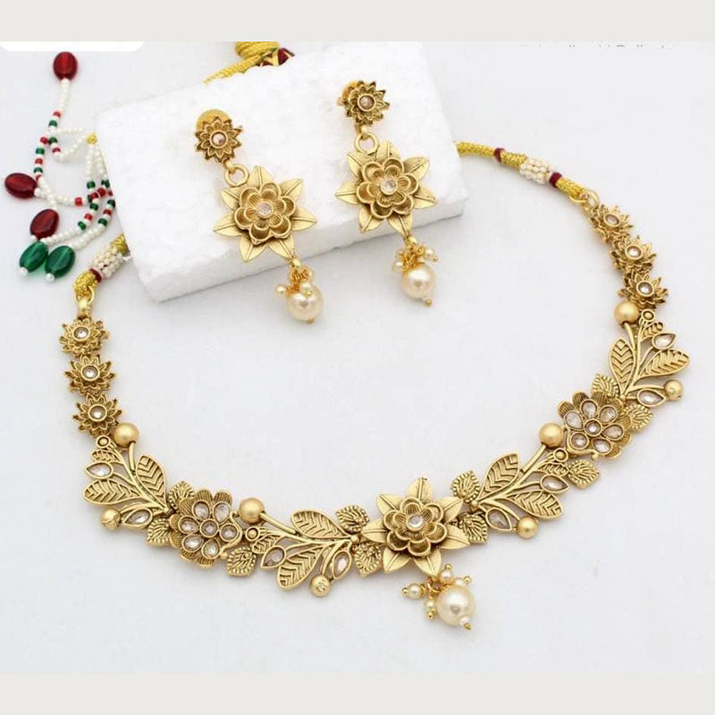 Kavita Art Gold Plated Pota Stone Necklace Set