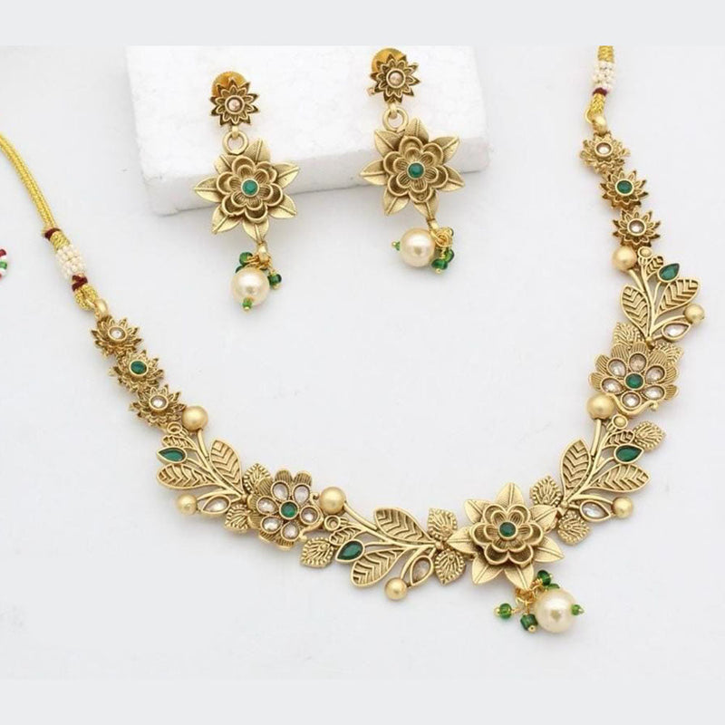 Kavita Art Gold Plated Pota Stone Necklace Set