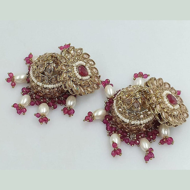 Kavita Art Gold Plated Crystal Stone And Pearl Jhumki  Earrings