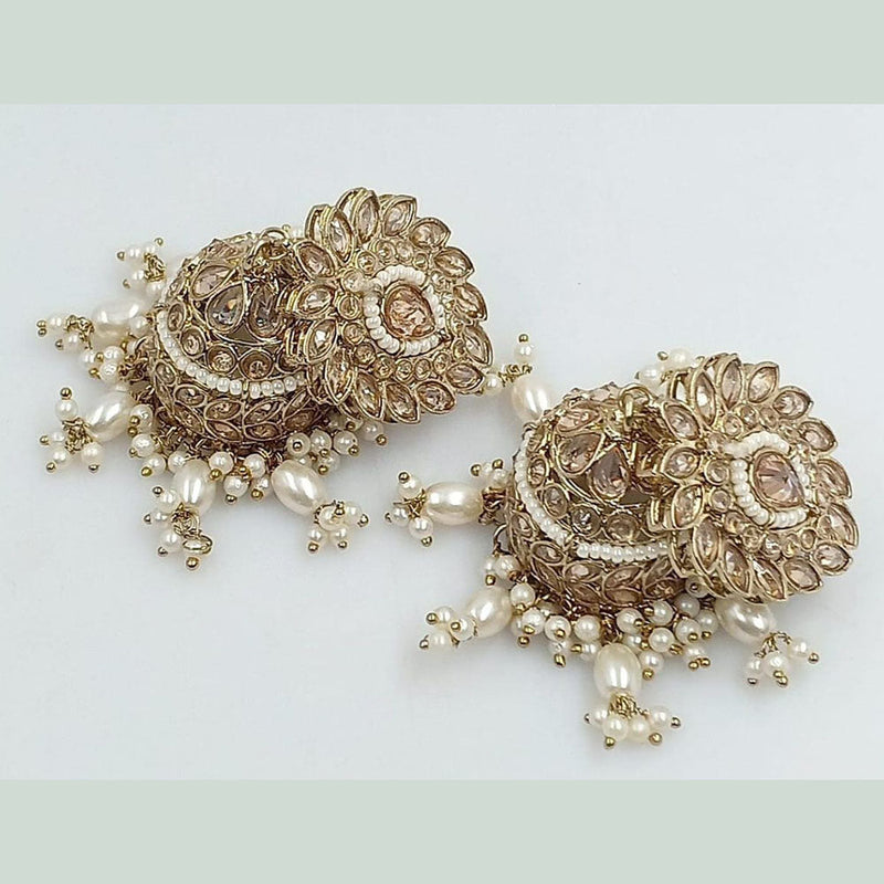 Kavita Art Gold Plated Crystal Stone And Pearl Jhumki  Earrings