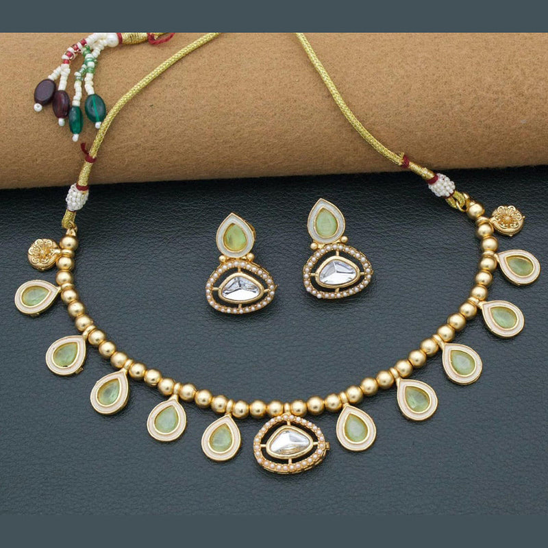 Kavita Art Gold Plated Kundan Stone And Pearls Necklace Set