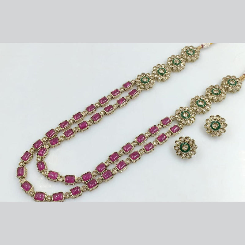 Kavita Art Gold Plated Crystal Stone Long Necklace Set