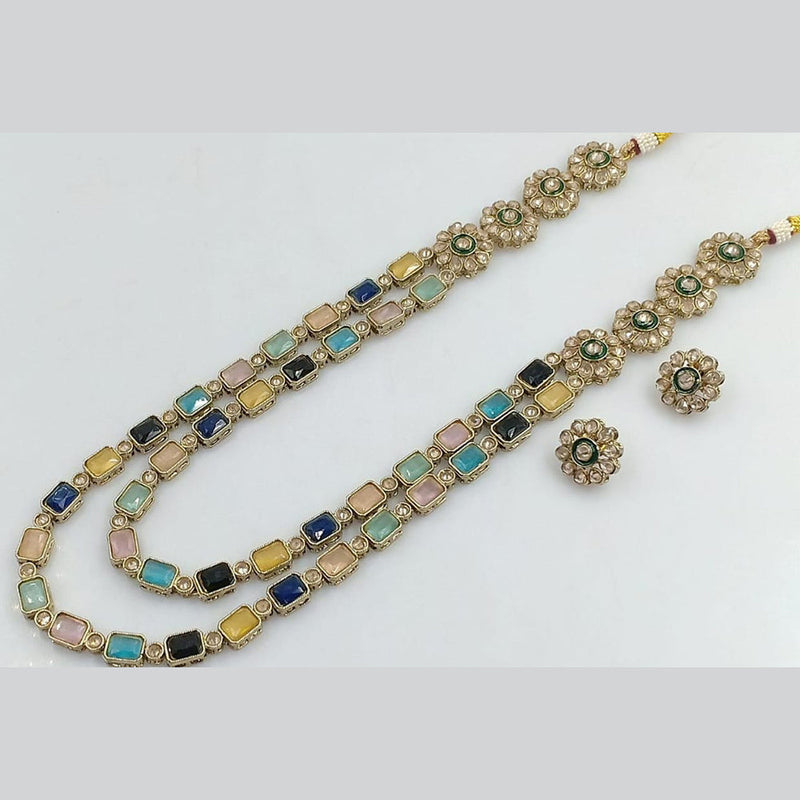 Kavita Art Gold Plated Crystal Stone Long Necklace Set