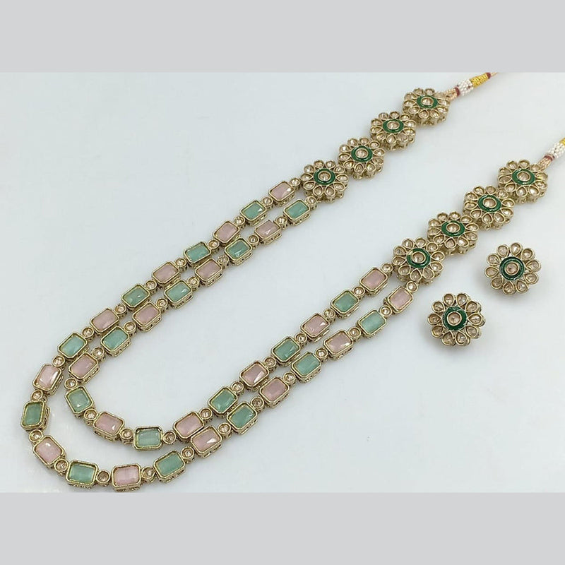 Kavita Art Gold Plated Crystal Stone Long Necklace Set